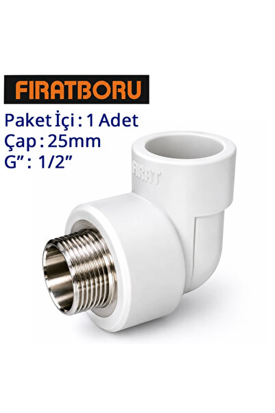 FIRAT Dış Dişli Dirsek, 25mm, 1/2'', 1 Adet, 7B74025127