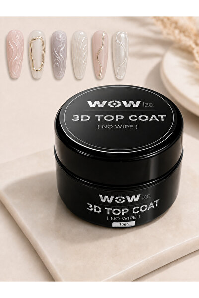 WOWlac Wow Lac 3D Top Coat - Şeffaf Kabartma Nail Art Jeli 15g