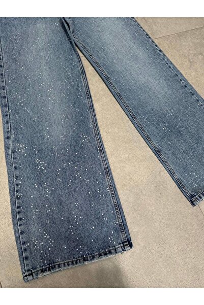 YÜKSEK BEL TAŞLI PALAZZO KOT PANTOLON ZR MODEL