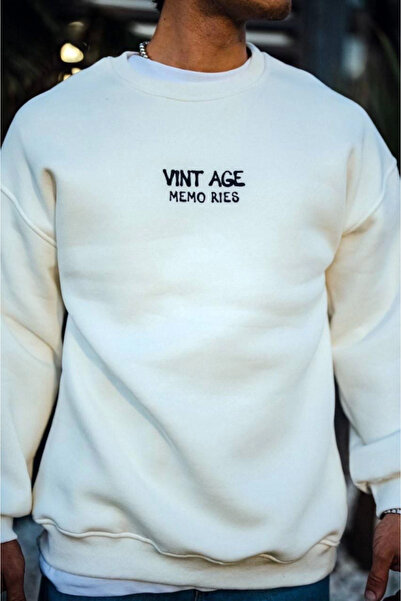 pazarella Oversize bicycle collar three thread printed sweatshirt - white