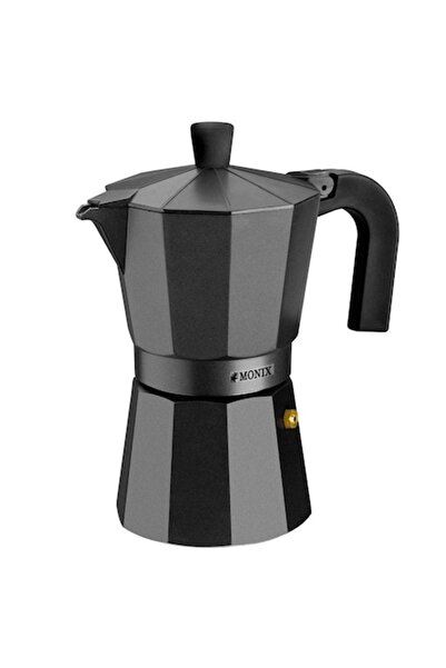 MONİX Stovetop espresso maker, Vitro Noir, 6 cups, aluminum, bakelite handle,...