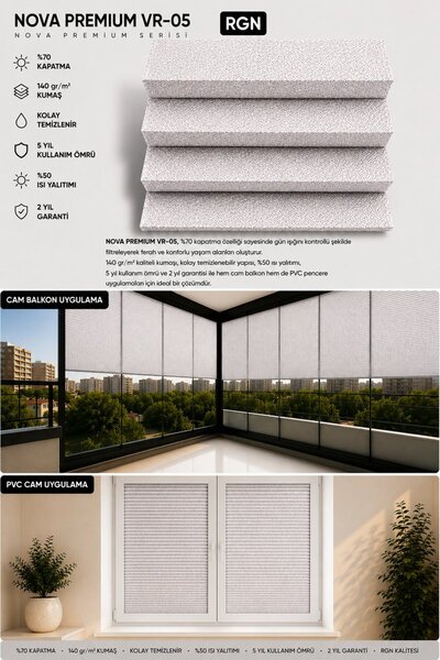 NOVA PREMIUM 02 Pudra Kancalı Plise Perde Cam Balkon Pencere