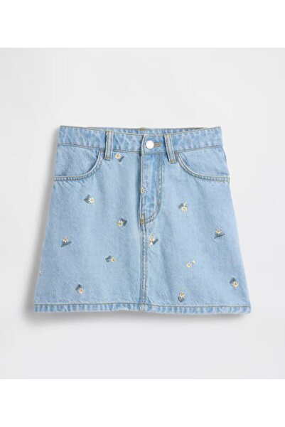GAP Kids Gap Girls' Daisy Embroidered Denim Skirt 5-12 Years Denim