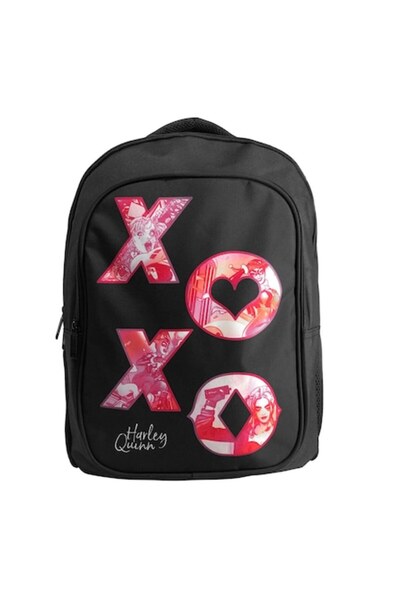 OEM Rucsac 2-în-1 negru roz Harley Quinn cu compartimente - 32x18x43cm