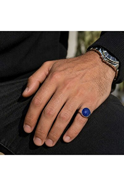 DM ONLINE Blue Epoxy Design Men's Ring