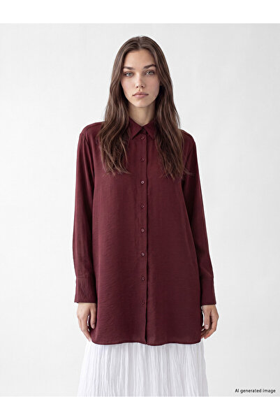 LC Waikiki Burgundy Women's Shirt Tunic