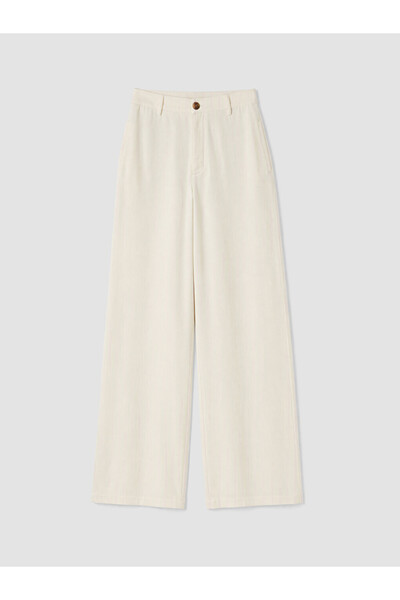 LC Waikiki White High Waist Wide Leg Women's Trousers