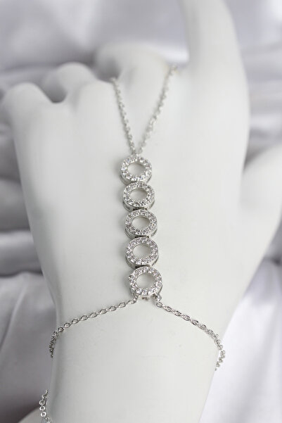 Epilons Brass Silver Color Zircon Stone Row Ring Model Women's Şahmeran