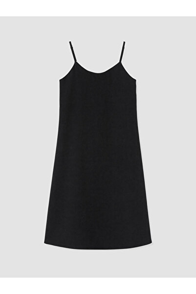 LC Waikiki Black V-Neck String Strap Mini Dress