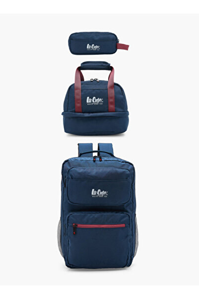 Lee Cooper Logo Print 3-Piece School Backpack for Kids 13+ Years with Lunch B...