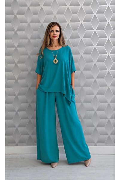 styleFlex Compleu Damă Elegant cu Pantaloni Largi – Set cu Colier Inclus, Tal...