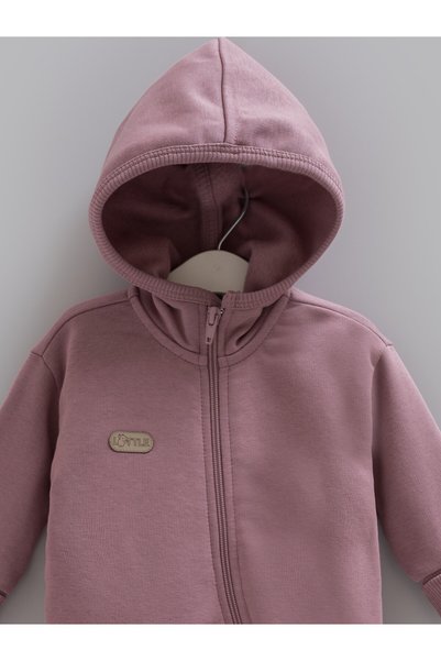 Caramell 3 Threaded Yarns Hooded Baby Girl Jumpsuit Winter Furry Hooded Jumpsuit