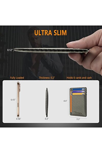 Travelambo Front Pocket Minimalist Leather Slim Wallet RFID Blocking Medium Size