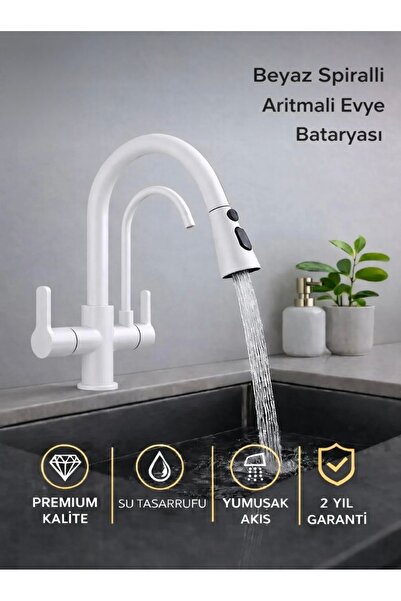 Beyaz Arıtmalı Spiralli Eviye Bataryası , Arıtma Cihazlarına Uyumlu Mutfak Bataryası