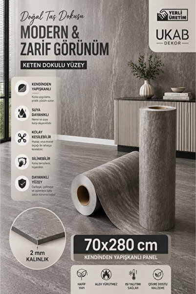 UKAB DEKOR 70x280 Cm Tek Parça Kendinden Yapışkanlı Premium Yüzey Dekoratif Z...