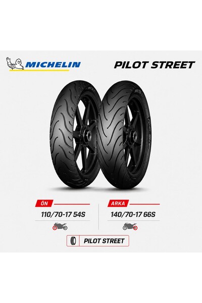 Michelin Pilot Street 110/70-17 54S - 140/70-17 66S Ön Arka Motosiklet Lastik...