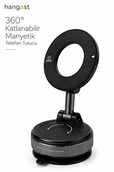 HANGAST Manyetik Telefon Tutucu Vakumlu | 360° Dönebilen Katlanabilir Masa, A...