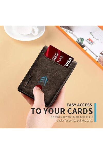 Runbox محفظة رجالية نحيفة مع مشبك نقود ومانع لسرقة البيانات RFID، محفظة أمامي...