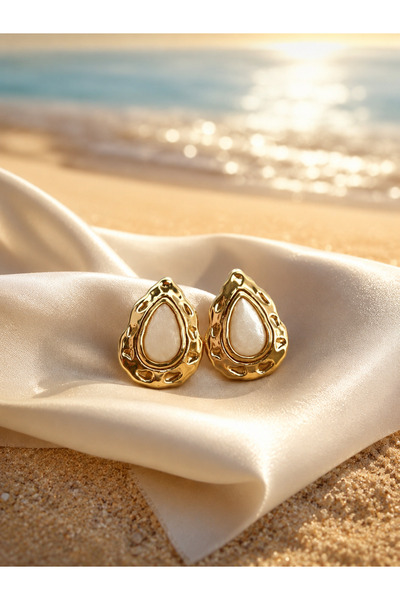 Elmosia Jewelry أقراط ذهبية على شكل قطرة ذات مظهر عصري أنيق وعصري للنساء
