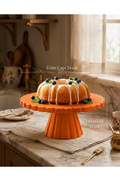 Mazaka Studio Kek Pasta Sunum Standı Cupcake Standı 24 cm Turuncu