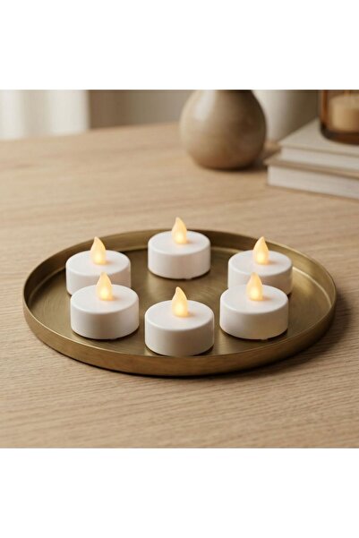 RAHA New In Led Candle Set Of- 6 3.8X3.5Cm White