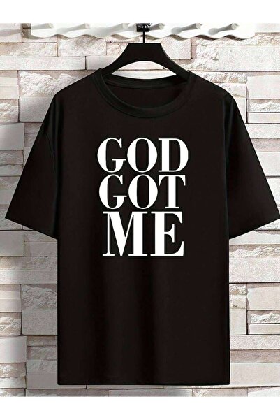 25W تيشيرتات برسومات "God Got Me" بمقاسات كبيرة، تيشيرتات مريحة قابلة للتمدد ...