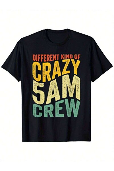 25W تي شيرت Crazy 5 AM Crew بتصميم مستوحى من الطراز القديم، بأكمام قصيرة وقصة...