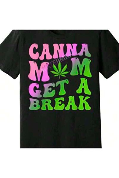 9TAY تي شيرت رجالي مضحك بأكمام قصيرة بتصميم Canna Mom Get A Break Design 581502