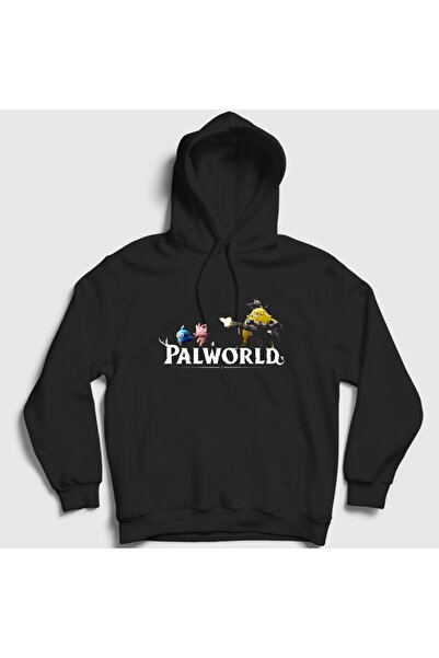 Presmono سويت شيرت بقلنسوة بشعار Palworld باللون الأسود للجنسين 618117tt