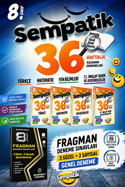 Ünlüler Karması Yayınları 8.Sınıf Sempatik Türkçe-Matematik-Fen Bilimleri- İn...