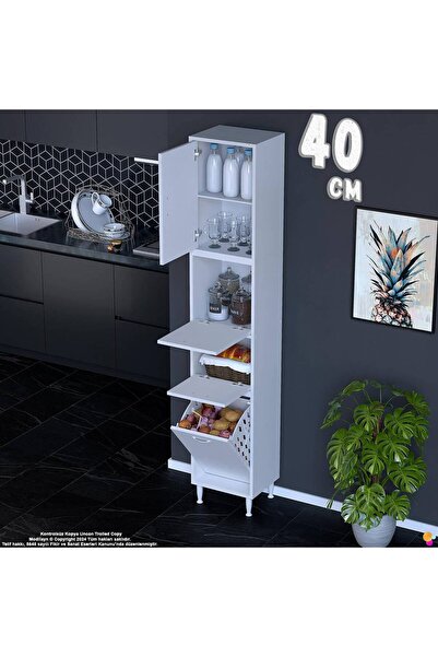Eliusta Mona 40 cm Tam Kapaklı Sepetli Çok Amaçlı Mutfak Kiler Banyo Kirli Ça...