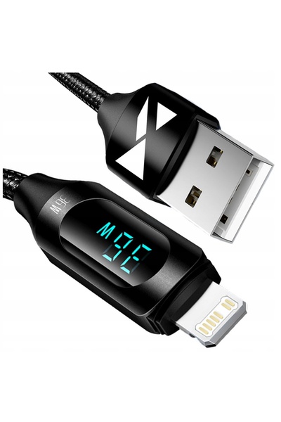 WOZINSKY Cablu USB-A la Lightning 2M 2.4A pentru iPhone cu afișaj LED