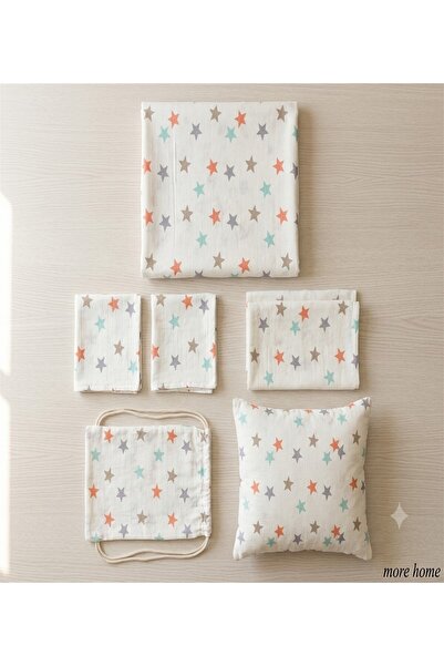 MORE HOME Baby Muslin Cloth Blanket Set 7 Pieces Star Patterned