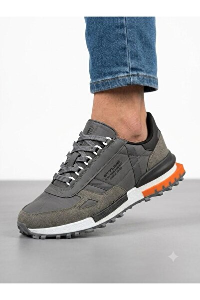 Lütfi Men's Gray Orthopedic Sole Casual Sneaker Walking Shoes