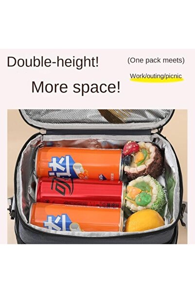 LinJie Lunch Bag,Business Lunch Bag,Double Deck Cooler Bag With Insulated Lea...