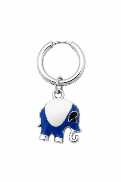Blisse Piercing Unisex Silver Color Surgical Steel Dangle Enamel Elephant Fig...