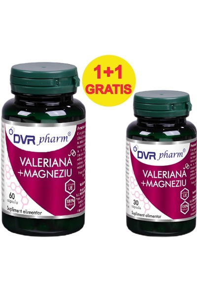 DVR Pharm Valerian Magnesium Package, stress supplement, 2 bottles, 90 capsules