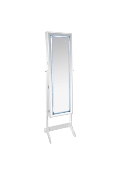 Atmosphera Vitrină pentru bijuterii cu LED, din sticlă - Albă, 47x155 cm