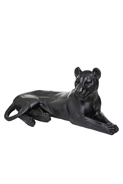 Atmosphera Statuie de leopard culcat - Negru, H.38 cm