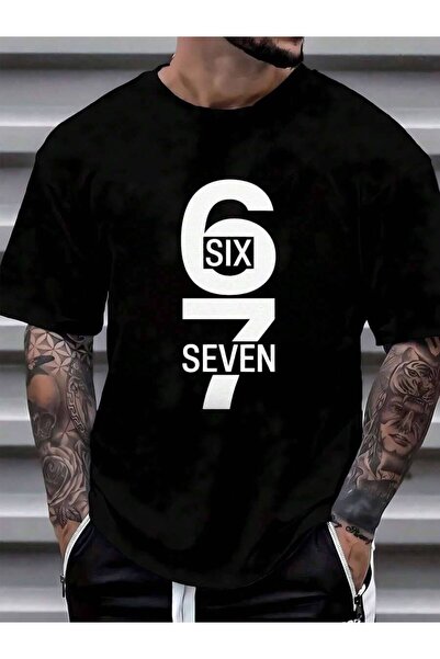 LİNA06 تي شيرت 67 Six Seven Meme Gen Alpha للرجال - تي شيرت كاجوال مضحك للرجا...