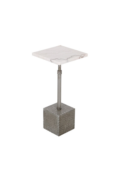 OEMS Marble Top Side Table with Elegant Iron Base