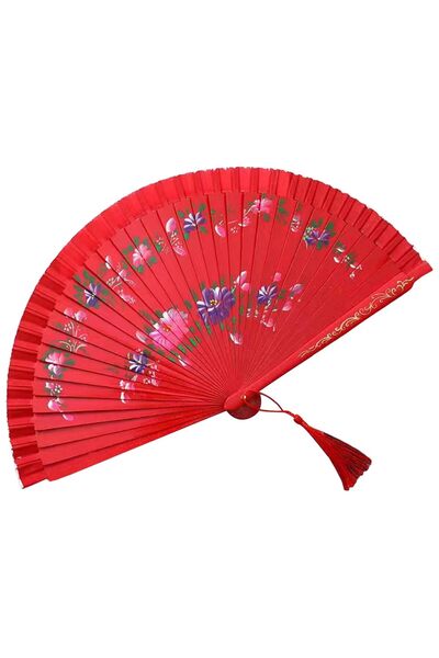 Morvena Picks Un evantai de dans spaniol elegant, flori pictate manual pe amb...