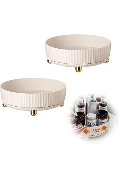 STARSTAR 2pc 8.7-Inch Lazy Susan 360° Rotating Makeup Perfume Organizer for C...