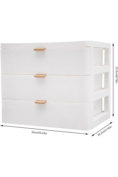 STARSTAR 3-Layer Storage Box with Drawers - White - Modern Desktop Organizer ...