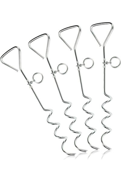 STARSTAR Four-piece silver tent anchoring kit - ground anchors for tarpaulins...