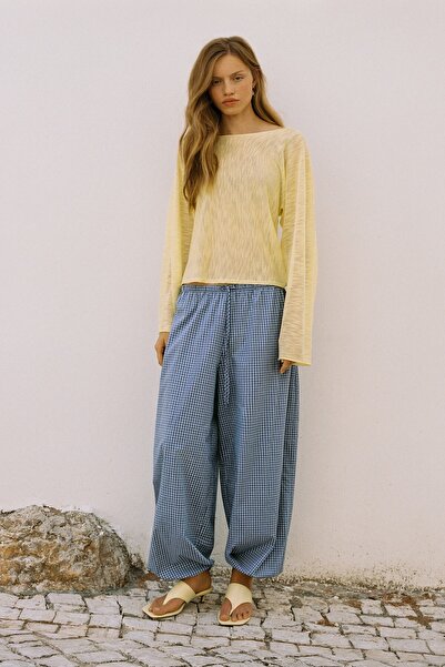 Pull & Bear Kareli şalvar pantolon