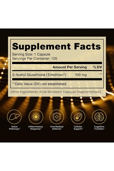 Pure S-Acetyl Glutathione Capsules, 100 mg, EMOTHION, 120 Capsules
