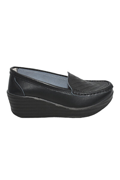 OEM Pantofi damă negri din piele naturală cu platformă confortabilă
