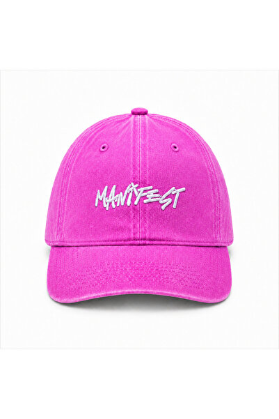 Genel Markalar Pembe Manifest Nakışlı Şapka – Ayarlanabilir Unisex Kep