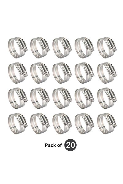 Duravel Stainless Steel Hose Clamps, Adjustable Worm Drive (Pack-Of 20, 18-25mm)